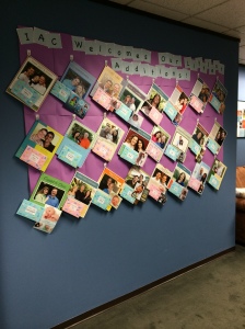 I like to call this "the wall of happy" It showcases families with their babies. 